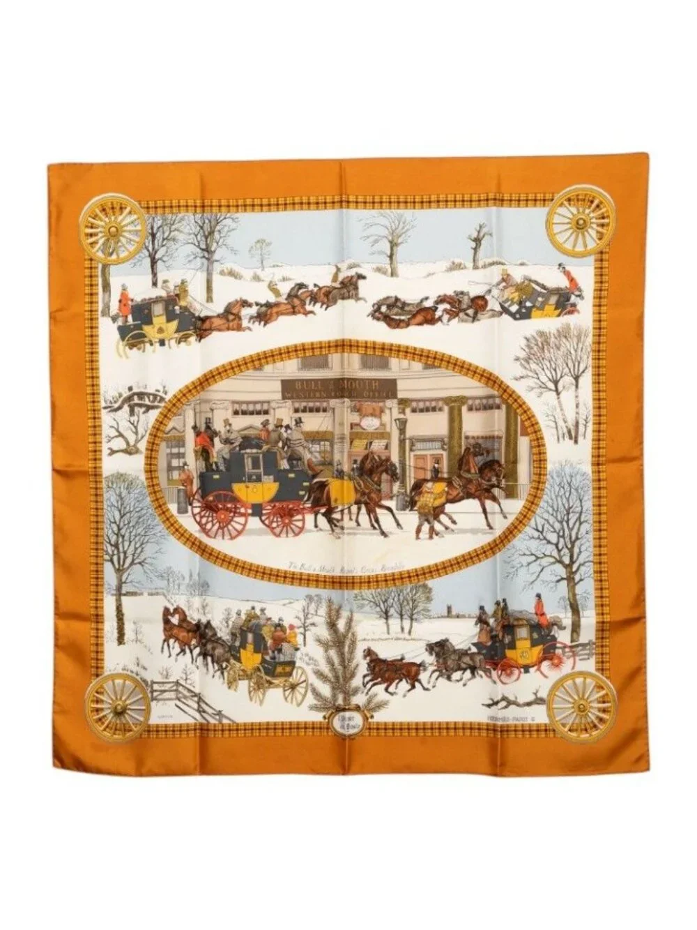 Hermes Carre 90 Bull&mouth Mail Scarf Large Multicolor Silk